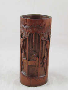 A carved Chinese bamboo brush pot  14f2fc