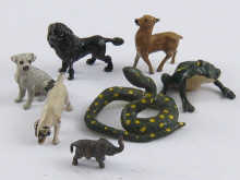 Seven small cold painted animal bronzes