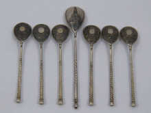 Russian silver. A set of six niello