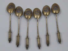 A set of six silver gilt teaspoons