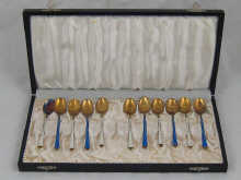 A boxed set of eleven Danish enamelled 14f357