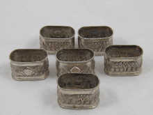A set of six white metal (tests sterling