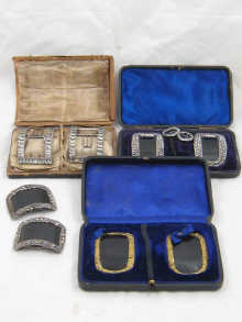 A boxed pair of Georgian shoe buckles
