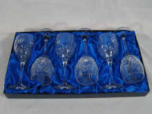 A boxed set of six Bohemia Crystal wine