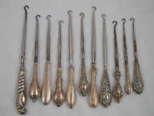 A collection of eleven silver handled