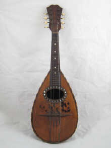 An Italian rosewood mandolin with boxwood