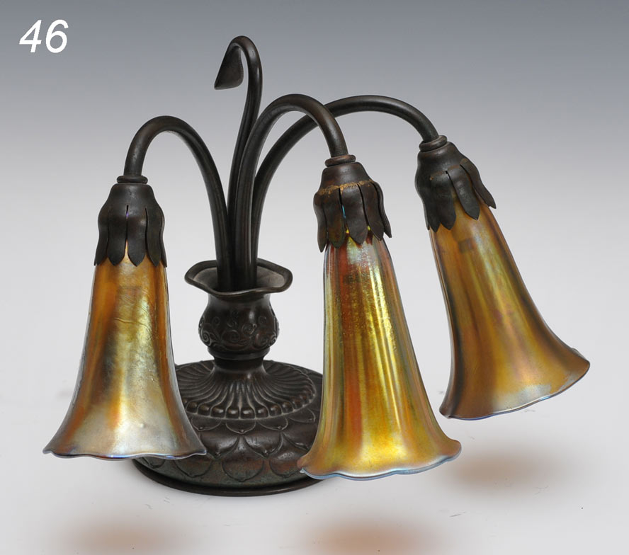 Tiffany Studios Three Light Lily Lamp