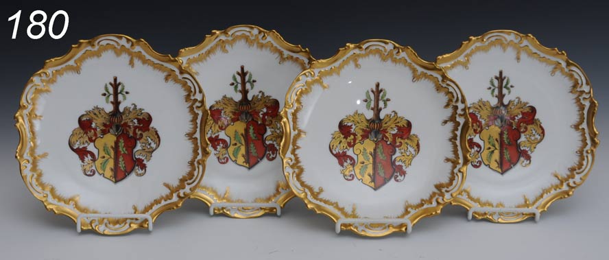 Set of Four French Armorial Plates Limoges