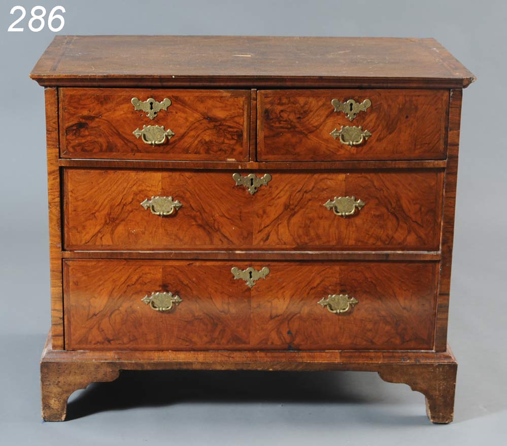 George II Burl Walnut Chest with 14f50c