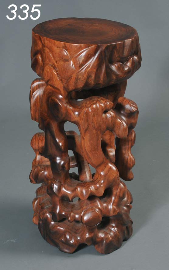 Chinese Tree Trunk Stand carved