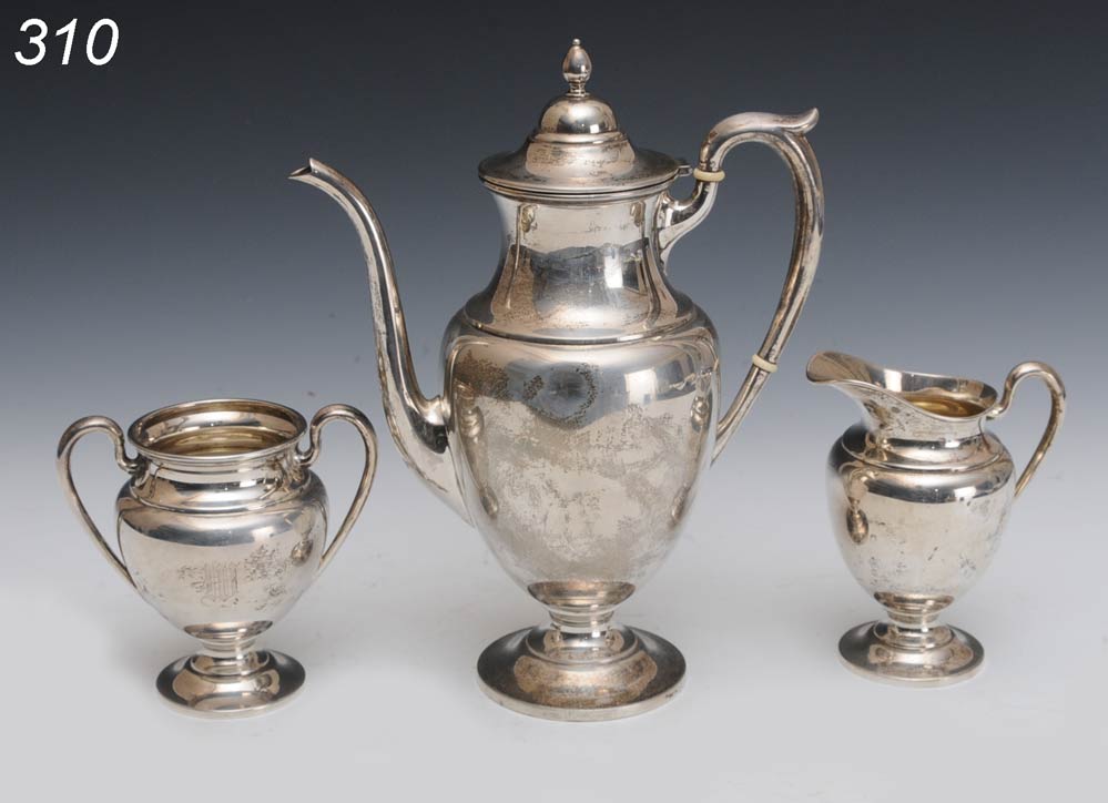 Sterling Silver Tea Set (3) largest