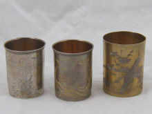 Three Russian silver beakers with