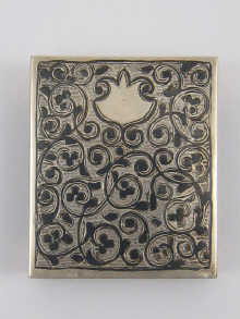 A Russian silver and niello matchbox