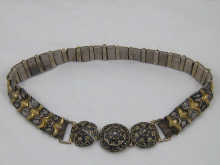 A Russian silver gilt and niello belt