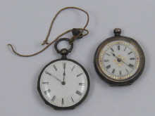 Two white metal (tests silver) fob watches