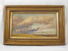Oil on board a skyscape over steppes