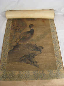 A Chinese scroll painting hand