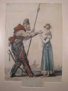 A hand coloured 18th/19th century lithograph