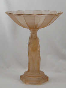A pink tinted Art Deco glass tazza