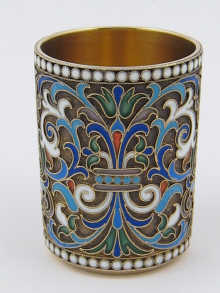 A Russian silver and cloisonne enamel