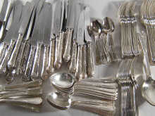 A canteen of plated flatware comprising