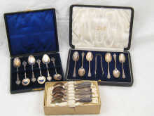 Silver. Six teaspoons and tongs