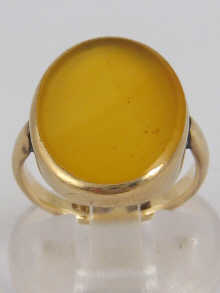 A 9 carat gold stone set signet