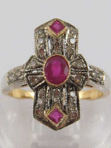 A ruby and diamond Art Deco style