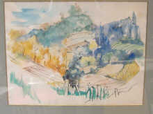 A watercolour of mediterranean vineyards