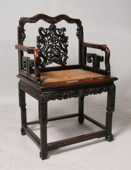 A Chinese Rosewood Open Armchair
