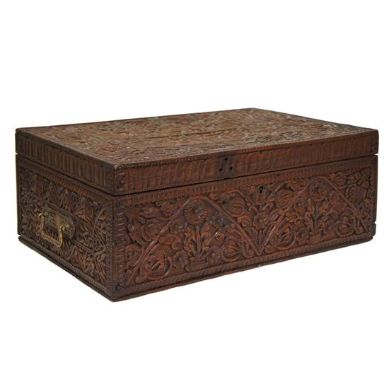 An Indian Carved Teak Desk Box 151f3b