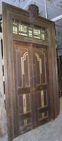 An Indian Art Deco Teak Double Door