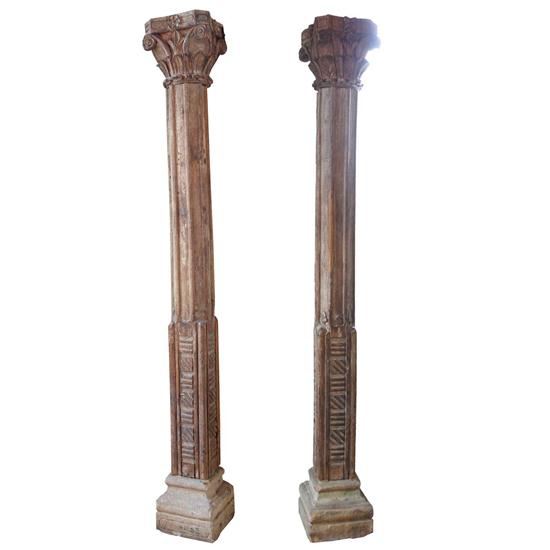 A Pair of Anglo Indian Teak Pillars