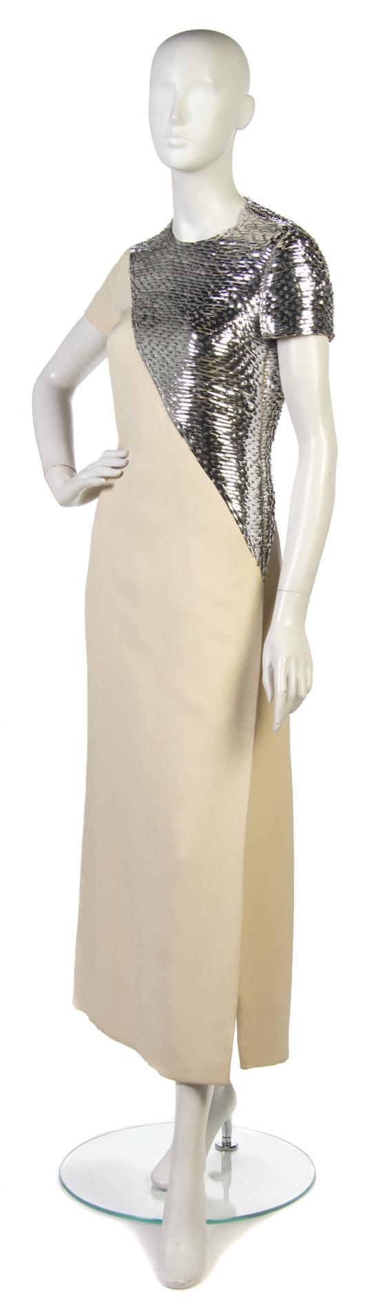 A Castillo Cream Silk Evening Gown