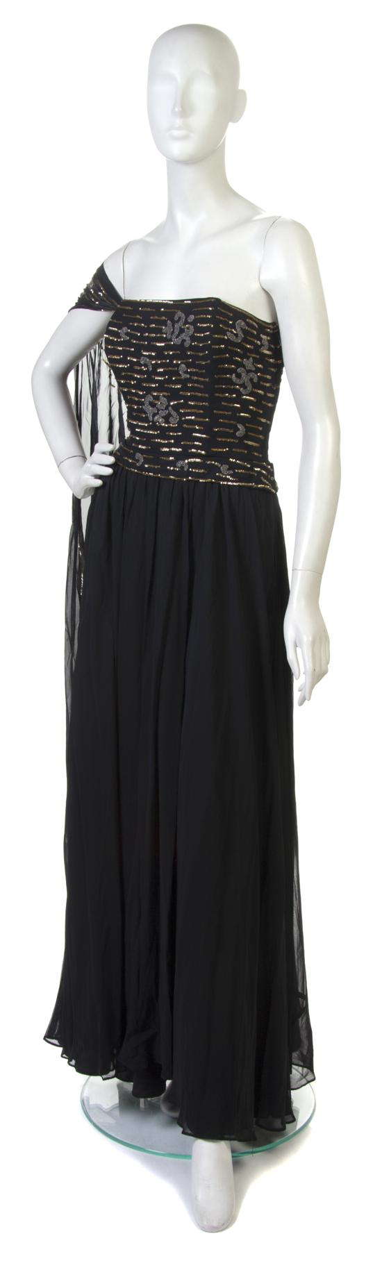 A Ceil Chapman Black Silk Chiffon 151fda