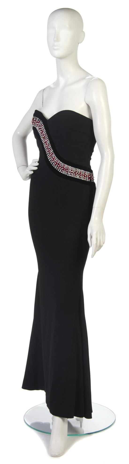 A Galanos Black Crepe Evening Gown with