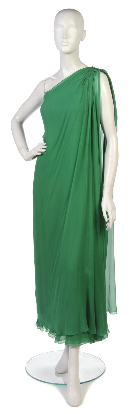 A Stavropoulous Green Silk Chiffon 15200a