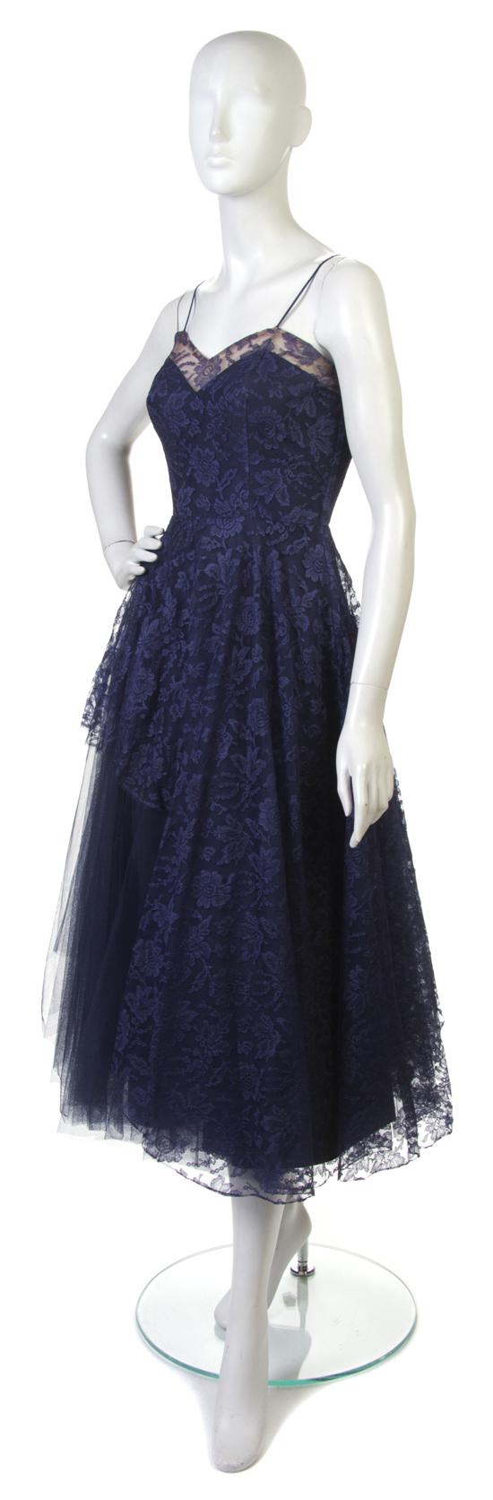 A Navy Blue Lace Cocktail Dress