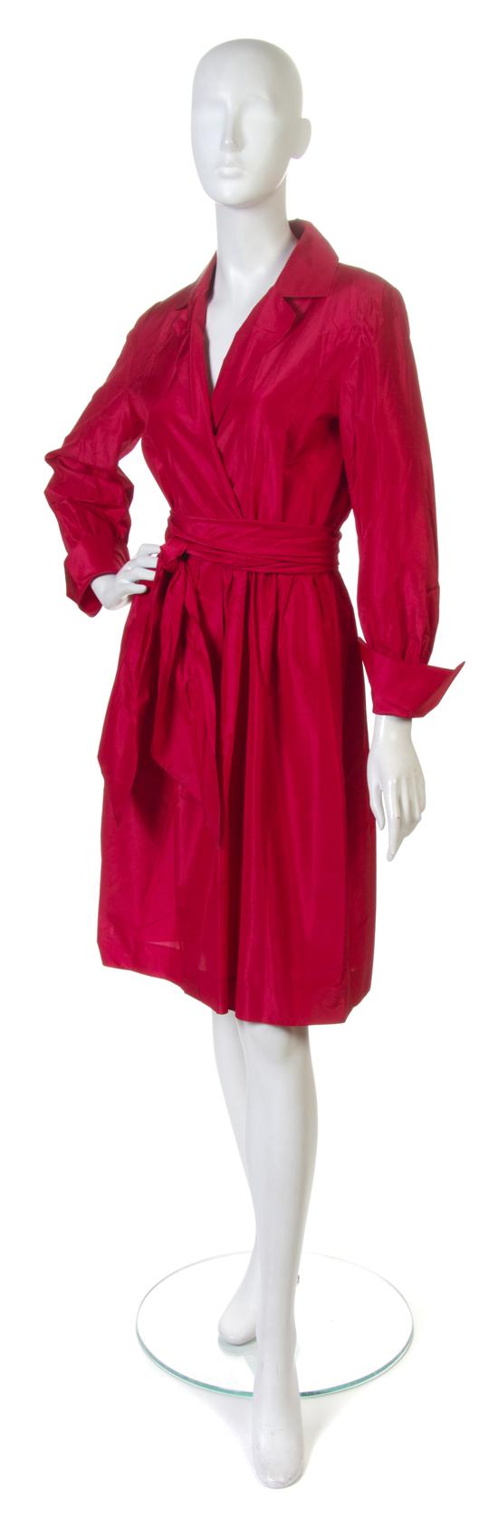 A Bill Blass Red Silk Wrap Cocktail 152042