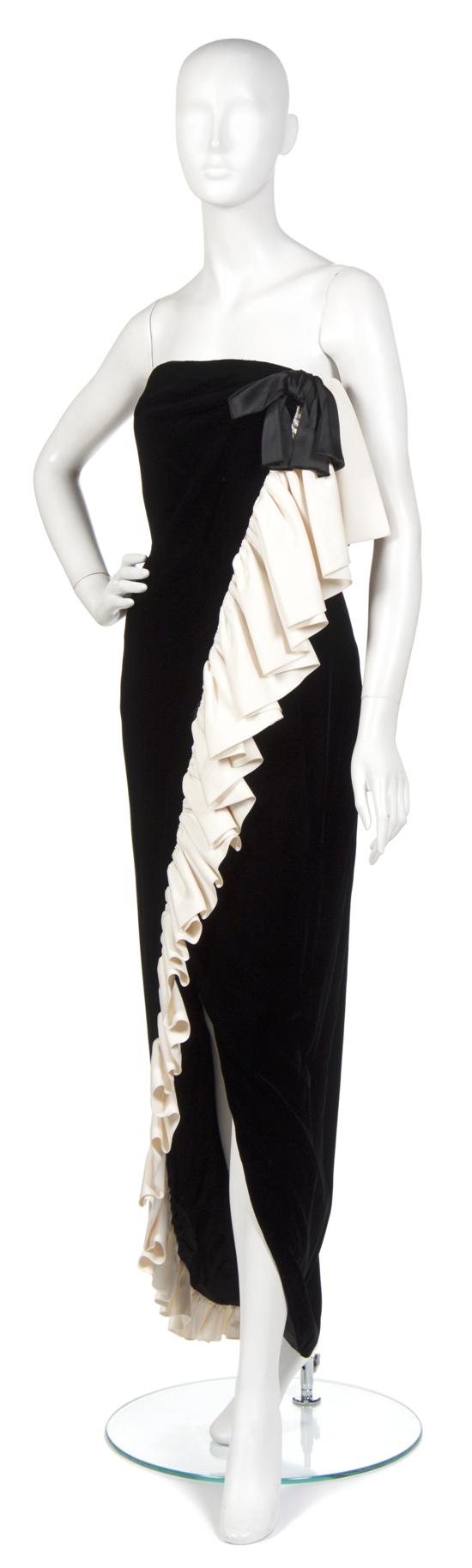 A Bill Blass Black Velvet and Cream