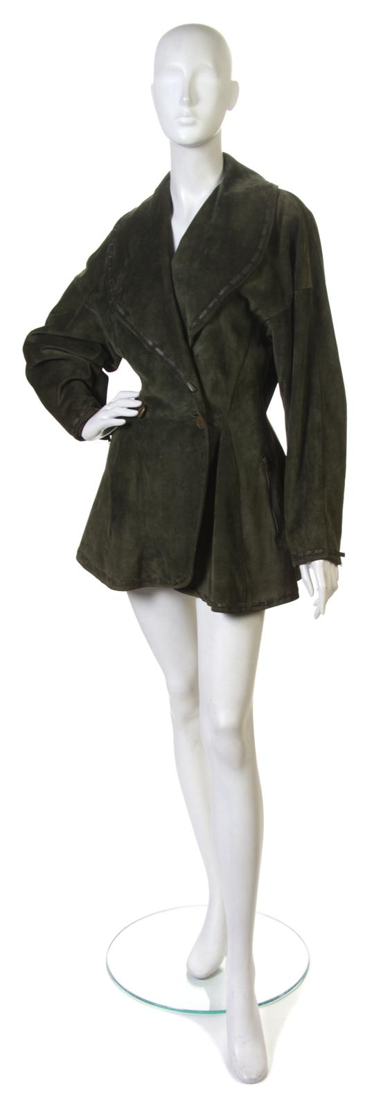 An Alaia Moss Green Suede Jacket with