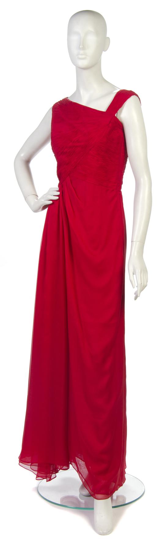 A Valentino Red Silk Evening Gown 152085