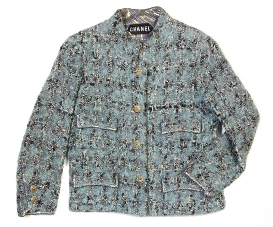 A Chanel Couture Blue Tweed Jacket with