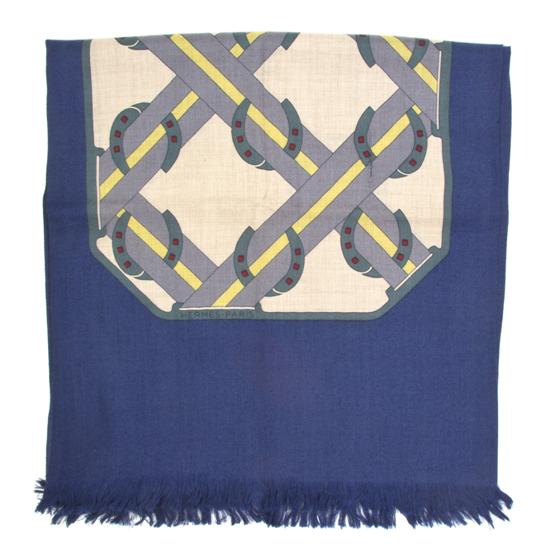 An Hermes Cashmere Silk Scarf in a horseshoe