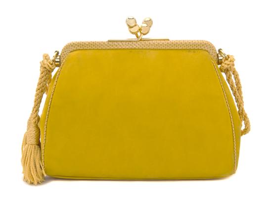 A Judith Leiber Yellow Velvet Evening