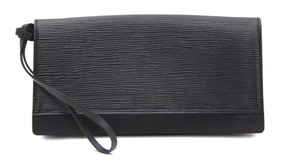 A Louis Vuitton Black Epi Leather Wristlet