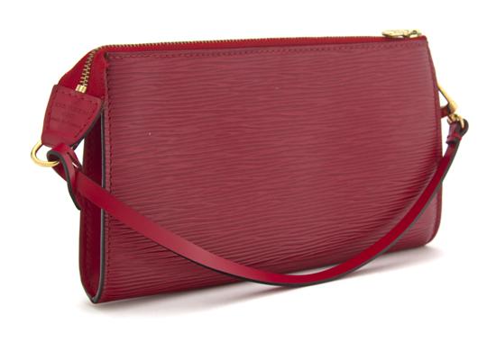 A Louis Vuitton Red Epi Leather Pouchette.