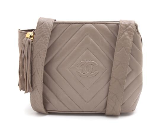 A Chanel Taupe Quilted Leather 15214b