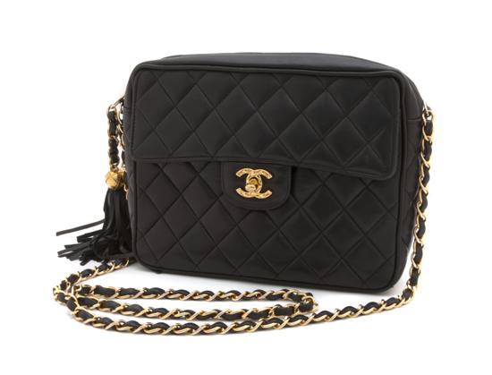 A Chanel Black Quilted Leather