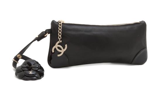 A Chanel Black Leather Clutch with